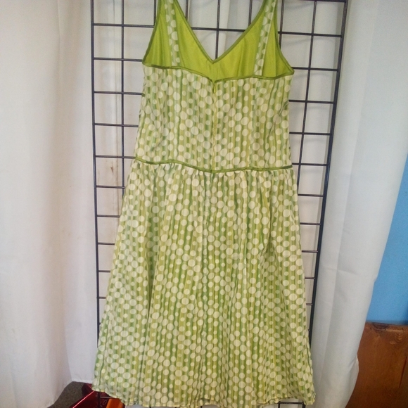 Vintage Robbie Bee Midi Dress Womens sz 12 Green Stripes polka dots Sleeveless - Picture 4 of 7